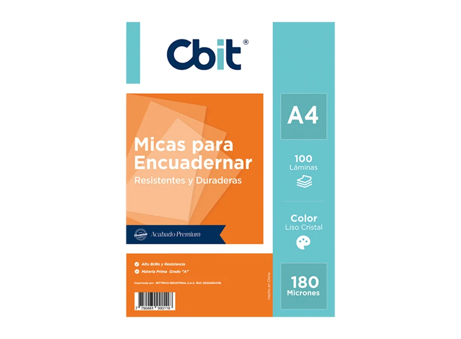 CIENTO CUBIERTA PLASTICA A4 LISO CRISTAL - PNX