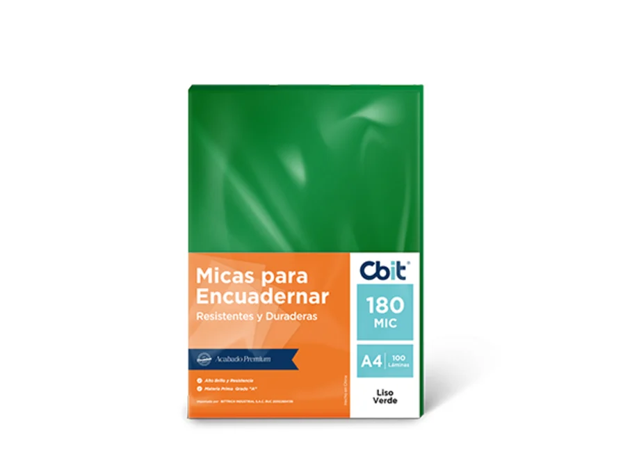 CIENTO CUBIERTA PLASTICA A4 LISO VERDE - PNX